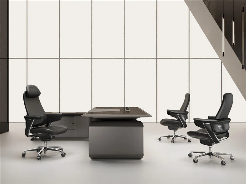 Silla de oficina ejecutiva de felpa | Silla de cuero con respaldo alto