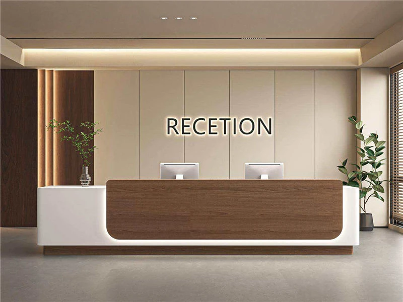 Escritorio de recepcionista alto y econ&oacute;mico | Mostrador de recepcionista moderno