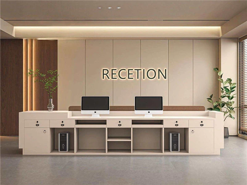 Escritorio de recepcionista alto y econ&oacute;mico | Mostrador de recepcionista moderno