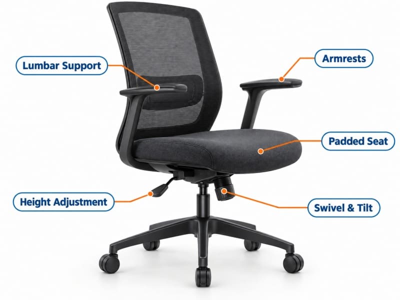 Silla de conferencia ergonómica con soporte lumbar y reposabrazos ¿Cómo elegir sillas para una sala de conferencias?