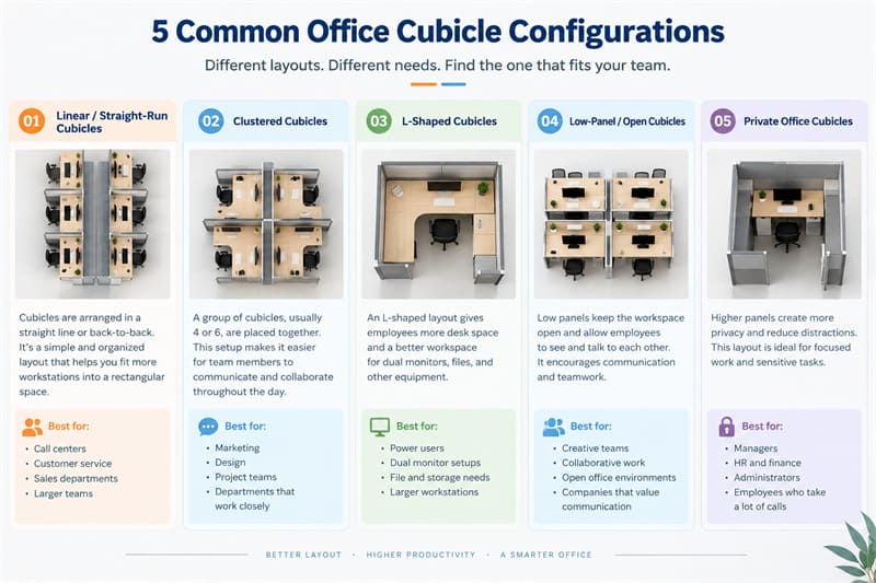 Configuraciones de cubículos: diseño del diseño de oficina adecuado 